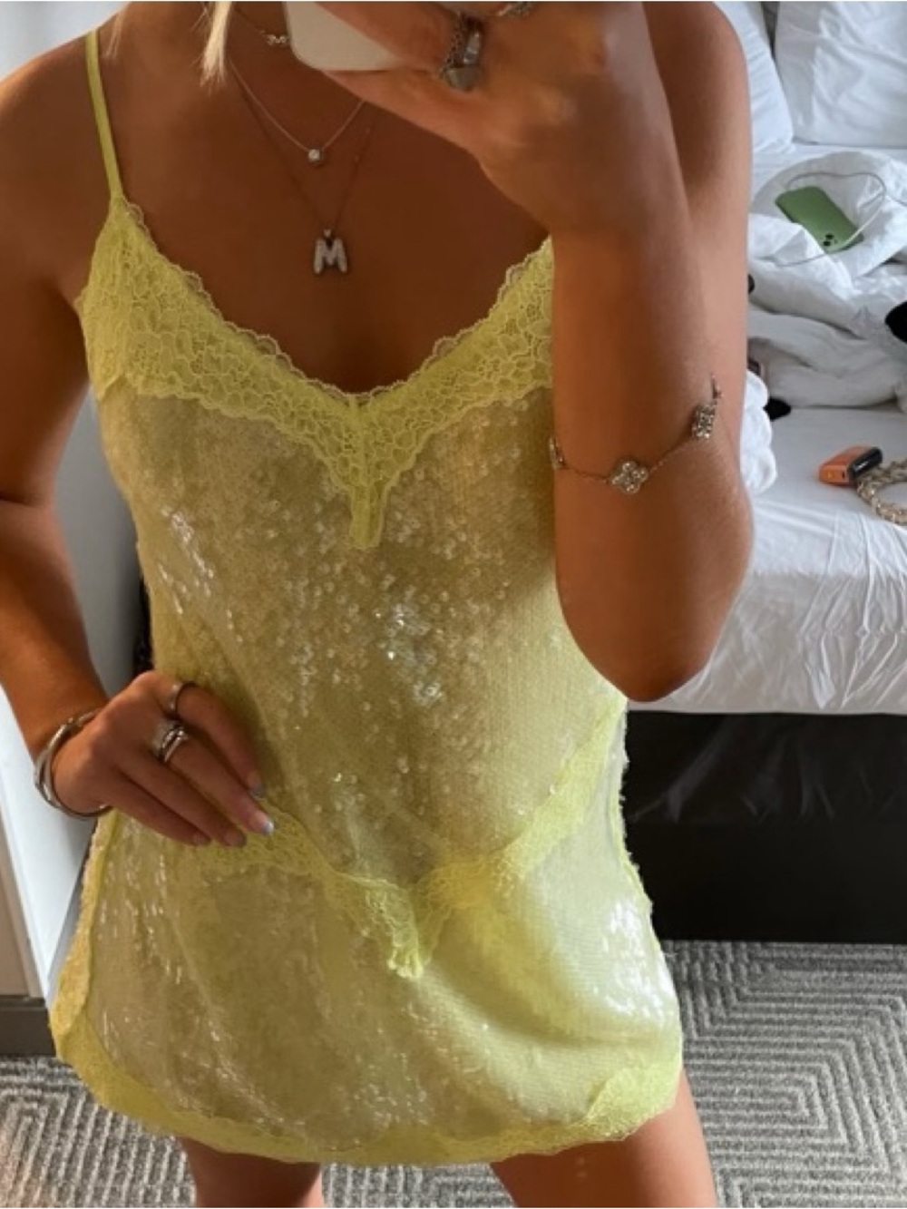Victoria's Secret Lime Lace Slip Dress